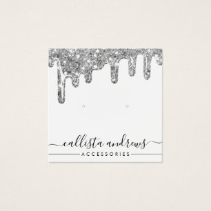 White Silver Chunky Glitter Drips Earring Display