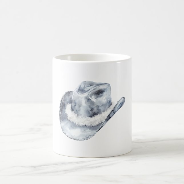 White Silver Cowgirl Hat Coffee Mug (Center)