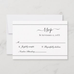 White Silver Elegant Formal Wedding RSVP Card