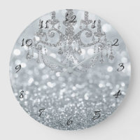 White Silver Glitter Bokeh Glam Chandelier Sparkle