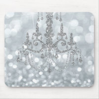 White Silver Glitter Bokeh Glam Chandelier Sparkle