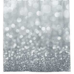 White Silver Glitter Bokeh Glam Trendy Sparkle