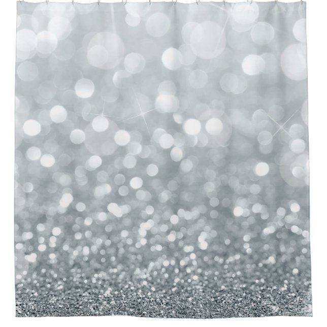 White Silver Glitter Bokeh Glam Trendy Sparkle (Front)