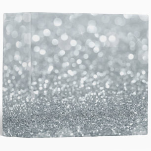 White Silver Glitter Bokeh Glam Trendy Sparkle Binder