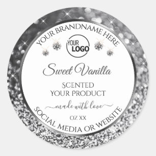 White Silver Glitter Jewels Product Labels Logo
