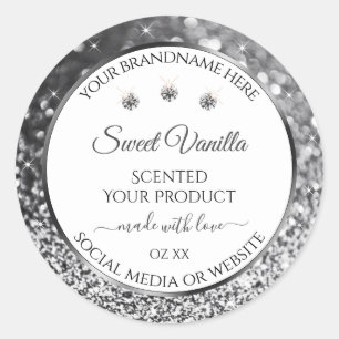 White Silver Glitter Stars Diamonds Product Labels