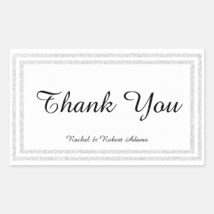 White Silver Glittered Trim - Rectangle Sticker