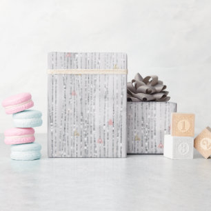 White Silver Glittery Sparkle Pink Hearts Wrapping Paper