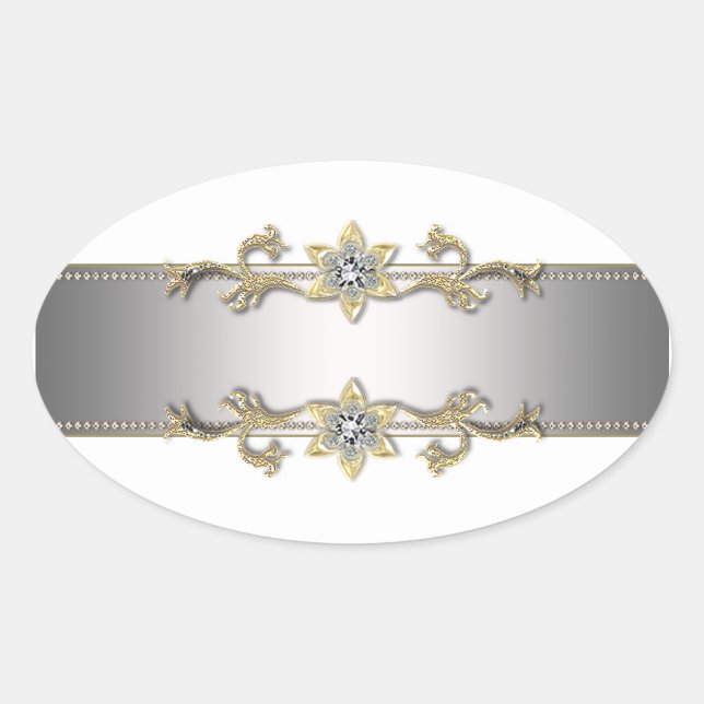 White Silver Gold Jewel Elegant Envelope Seal (Front)