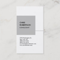 White Silver Grey Cube Vertical Chic Business Card