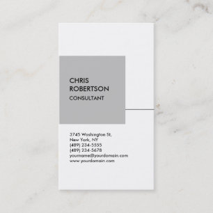 White Silver Grey Cube Vertical Chic Business Card