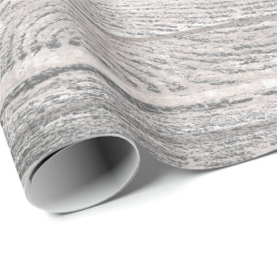 White Silver Grey Graphite Grungy Wood Rustic Wrapping Paper