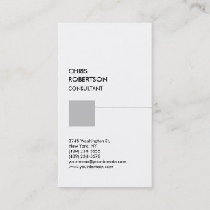 White Silver Grey Square Vertical Business Card