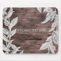 White & Silver Leaves & Rustic Wood Elegant