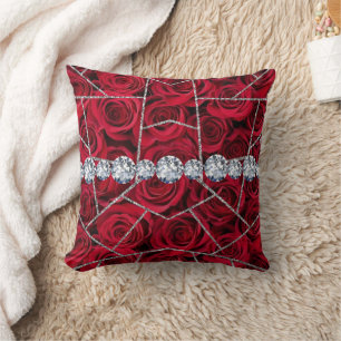 White Silver Marble Rose Black Glitter Throw Pillo Pillow