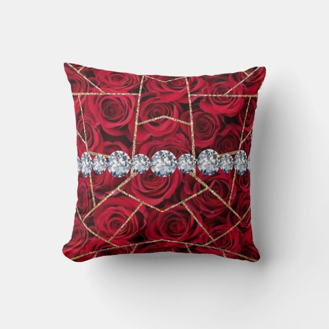 White Silver Marble Rose Black Glitter Throw Pillow (Front)
