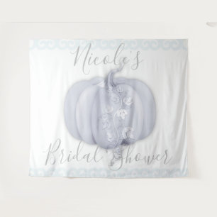 White Silver Pumpkin Storybook Wedding Tapestry