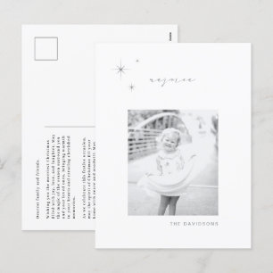 White & Silver Radiant Rejoice Christmas Postcard