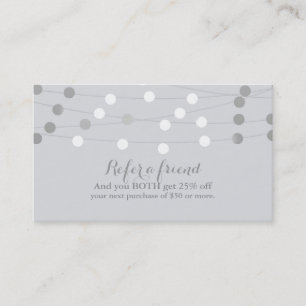 White Silver String Lights Modern Refer a Friend Referral Card