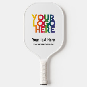White Simple Business Logo Classic  Pickleball Paddle