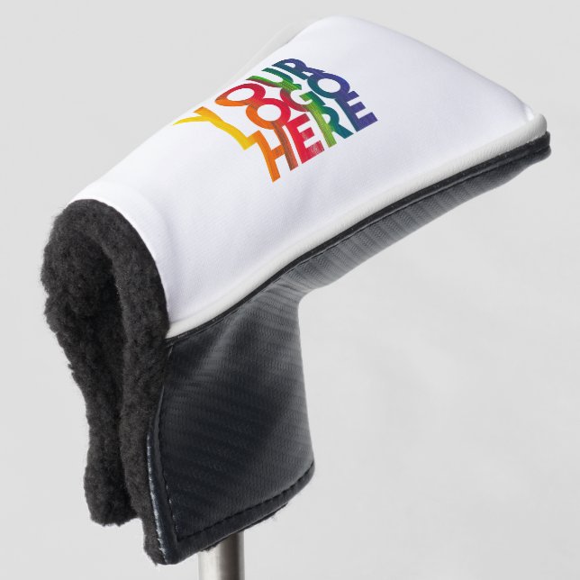 White Simple Business Logo Golf Head Cover (3/4 Front)