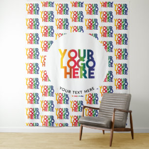 White Simple Business Logo & Tagline Tapestry