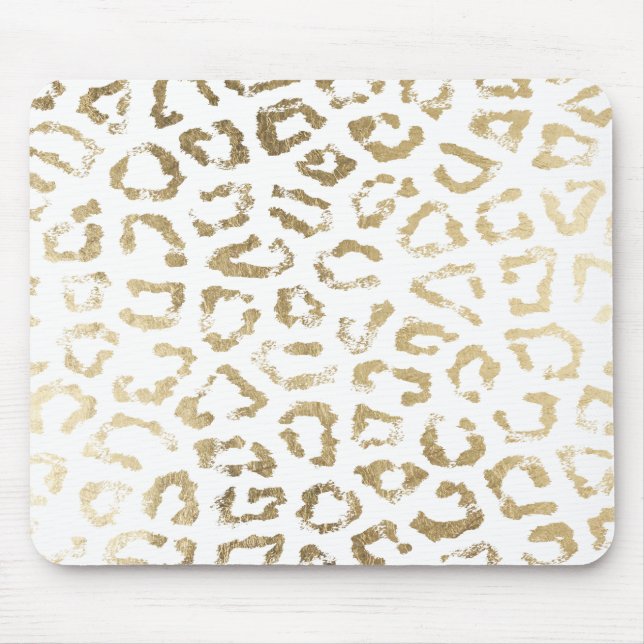White simple chic faux gold modern animal print mouse pad (Front)