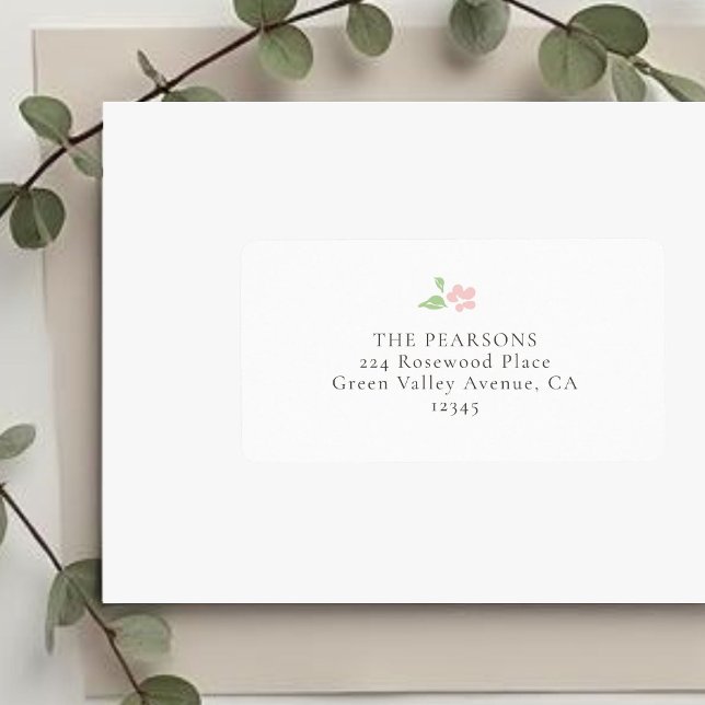 White | Simple Floral Wedding Address Label (Creator Uploaded)