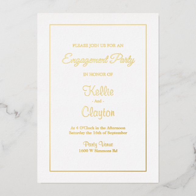 White Simple Framed Engagement Party (Front)