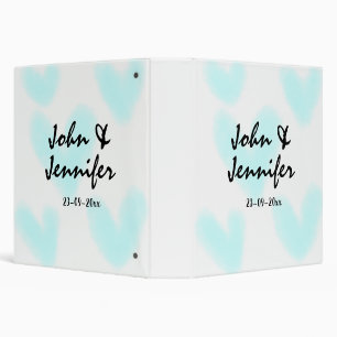white simple minimal text style wedding blue heart binder