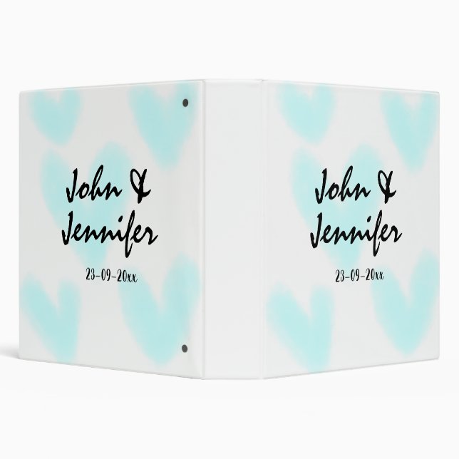 white simple minimal text style wedding blue heart binder (Background)