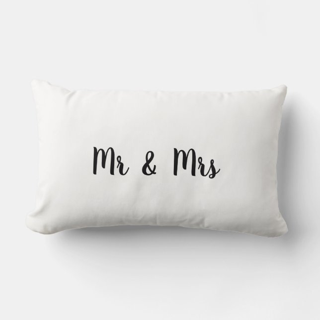 white simple minimal text style wedding lumbar pillow (Front)