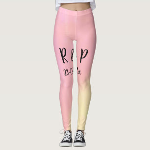 white simple minimal text style wedding pink yello leggings