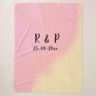 white simple minimal text style wedding pink yello sherpa blanket