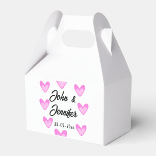 white simple minimal text style wedding pinkheart favor box