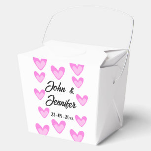 white simple minimal text style wedding pinkheart favor box