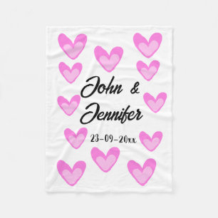 white simple minimal text style wedding pinkheart  fleece blanket