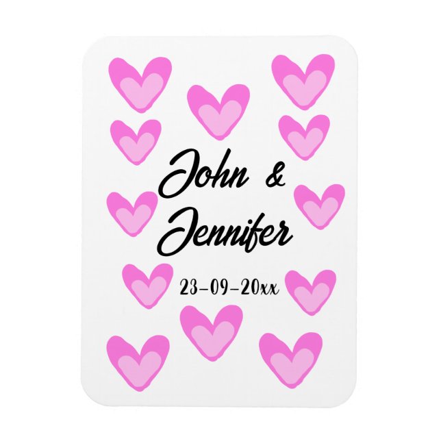 white simple minimal text style wedding pinkheart  magnet (Vertical)