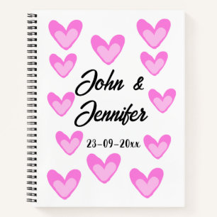 white simple minimal text style wedding pinkheart  notebook