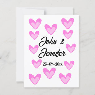 white simple minimal text style wedding pinkheart  postcard