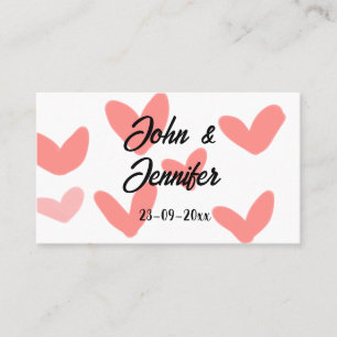 white simple minimal text style wedding red heart business card