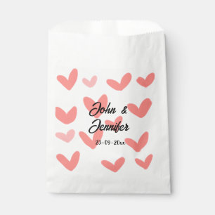 white simple minimal text style wedding red heart favour bag