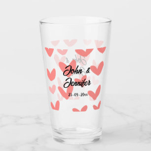 white simple minimal text style wedding red heart glass