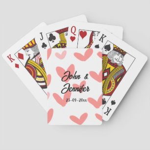 white simple minimal text style wedding red heart playing cards