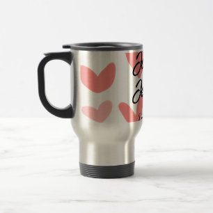 white simple minimal text style wedding red heart travel mug