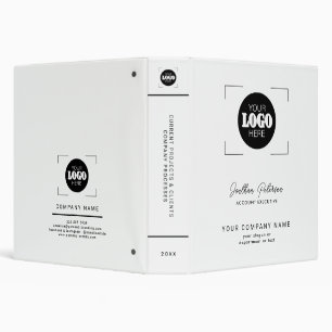 White simple minimalist custom company logo binder