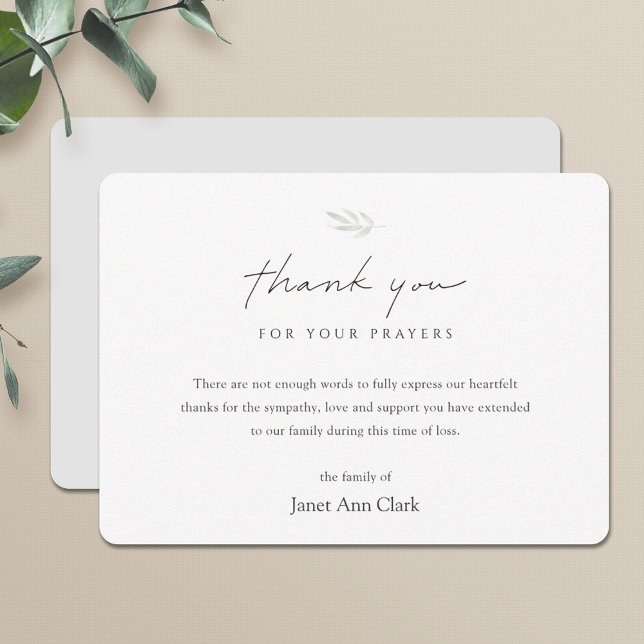 White Simple Minimalist Funeral Thank You Card (Creator Uploaded)