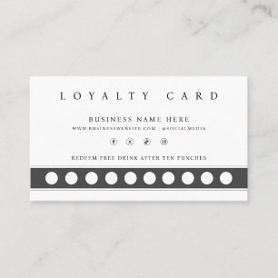 White Simple Minimalist Punch Style Reward Program Loyalty Card