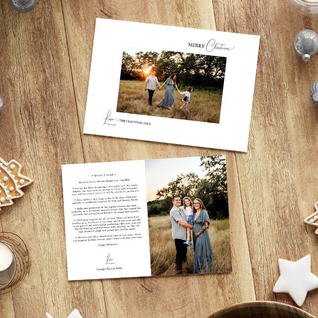 White Simple Modern Christmas Photo and Letter Holiday Card (Creator Uploaded)