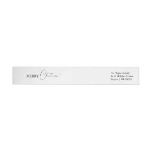 White Simple Modern Christmas Return Address Wrap Around Label
